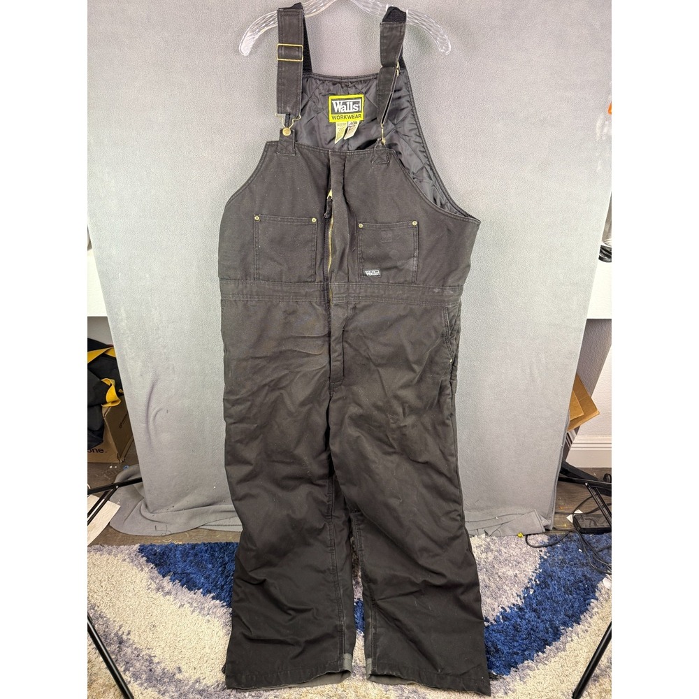 Walls Work Wear Mens Bib Insulated Overalls Black Size 2XL Regular